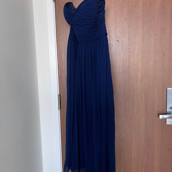 Donna Morgan Strapless Gown in Midnight Blue - Picture 2 of 3